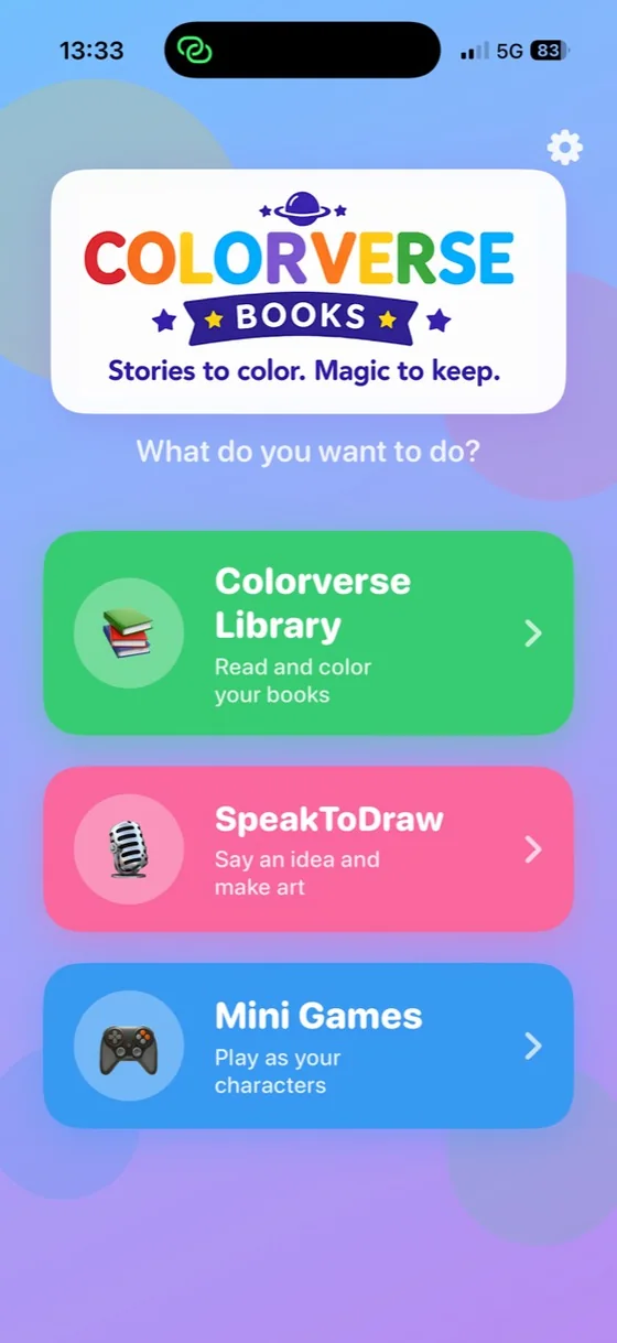 Colorverse companion app home screen